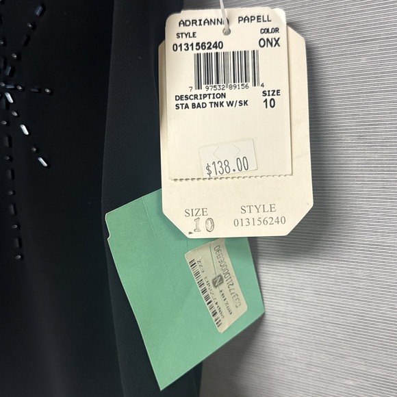 Adrianna Papell Size 10 Sequined Keyhole Tank Top NWT $138 Black Sheer - Picture 6 of 6